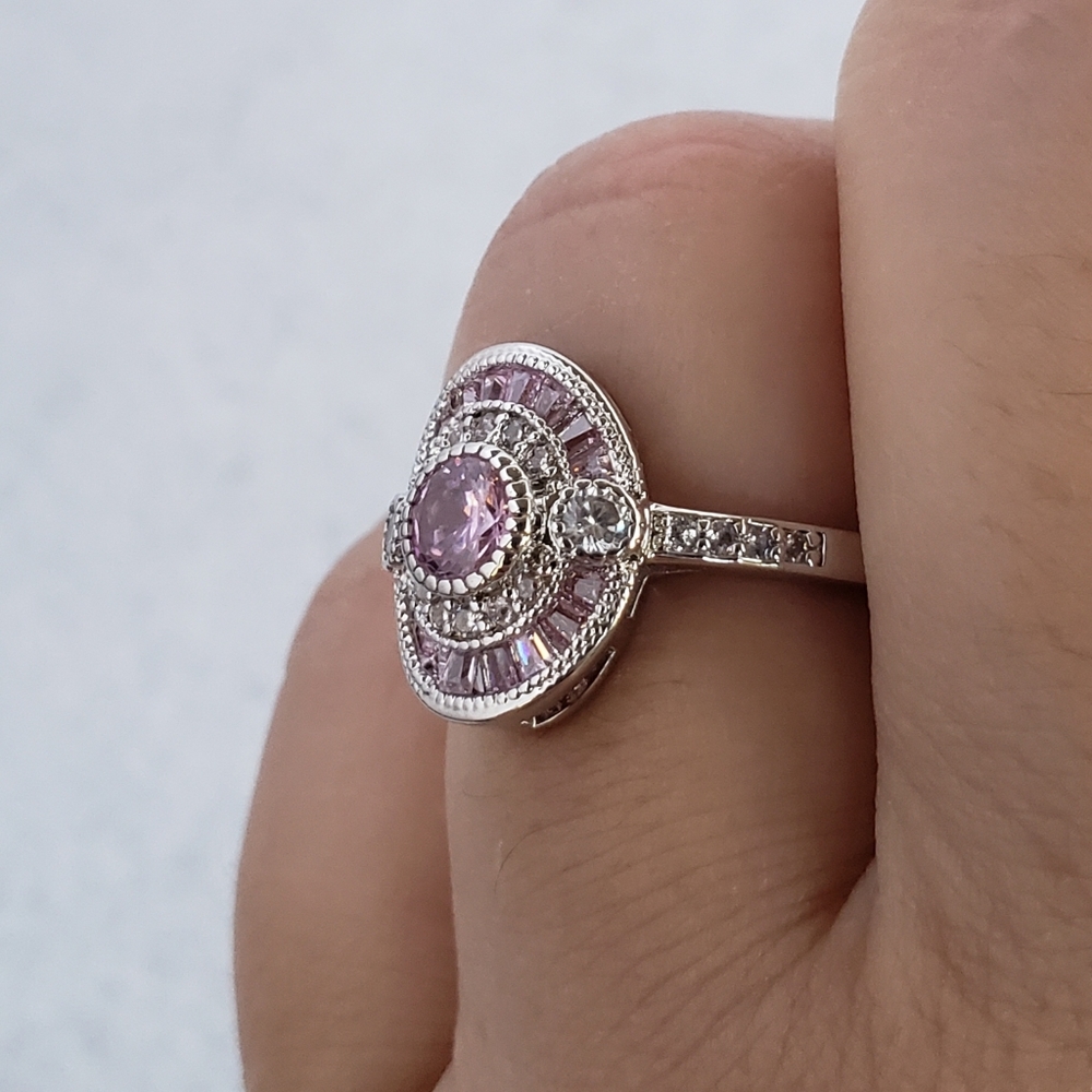 Sterling Pink Baguette Ring - Picture 8 of 8